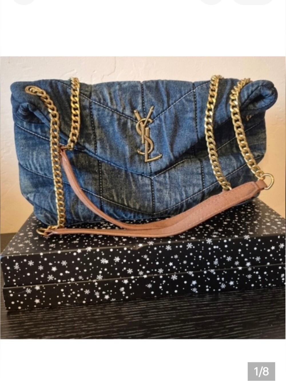 Blue Denim Fashion Quilted Handbag NEW